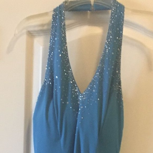 Blue color dress with sequins - Picture 5 of 8